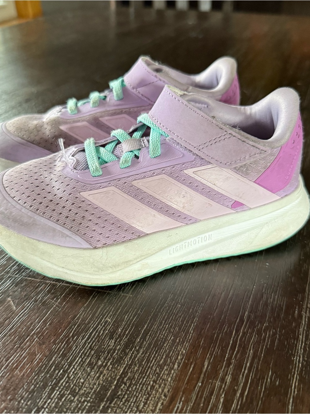 adidas Kids Lavender Sneakers with Mint Laces
